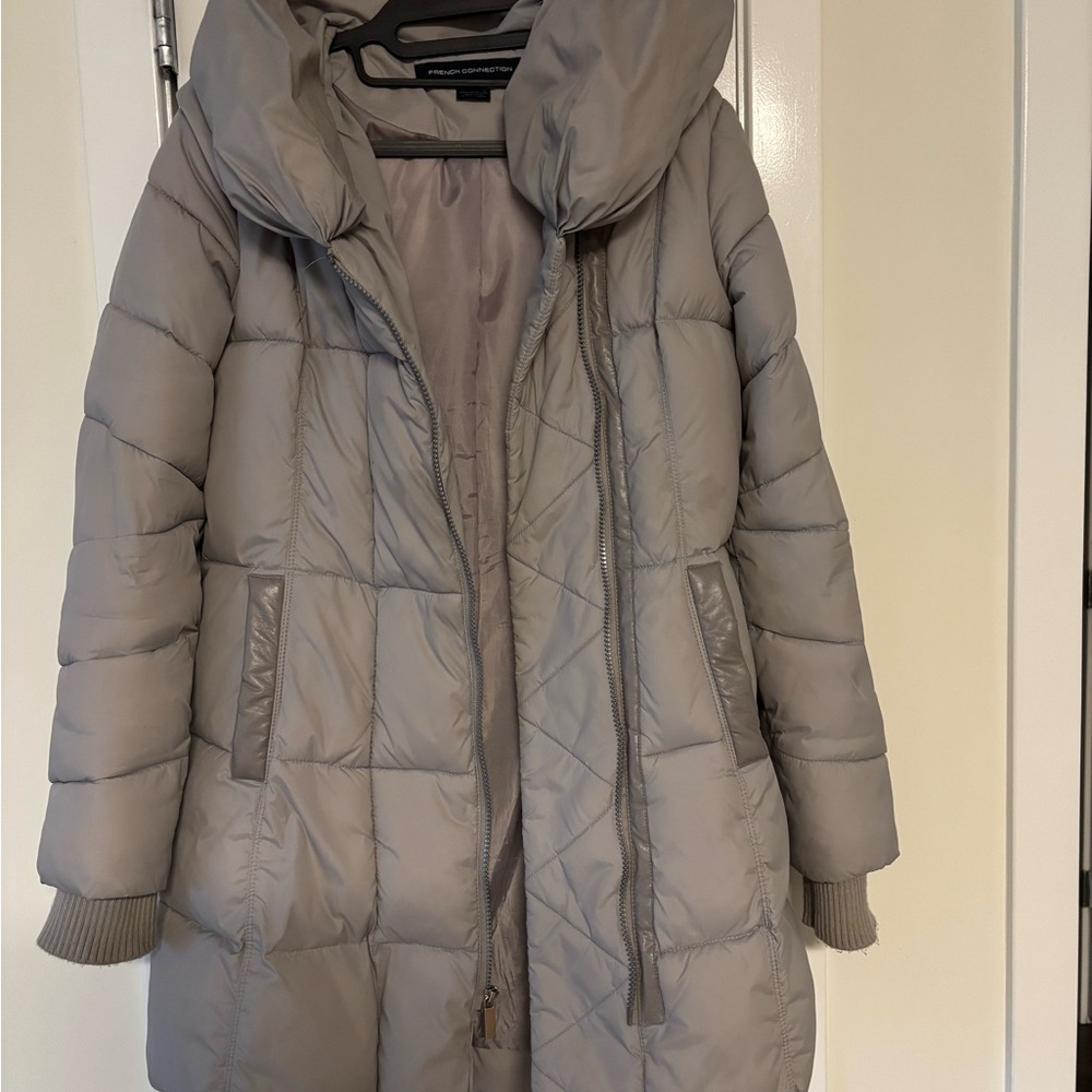 French Connection Light Gray Puffer Coat